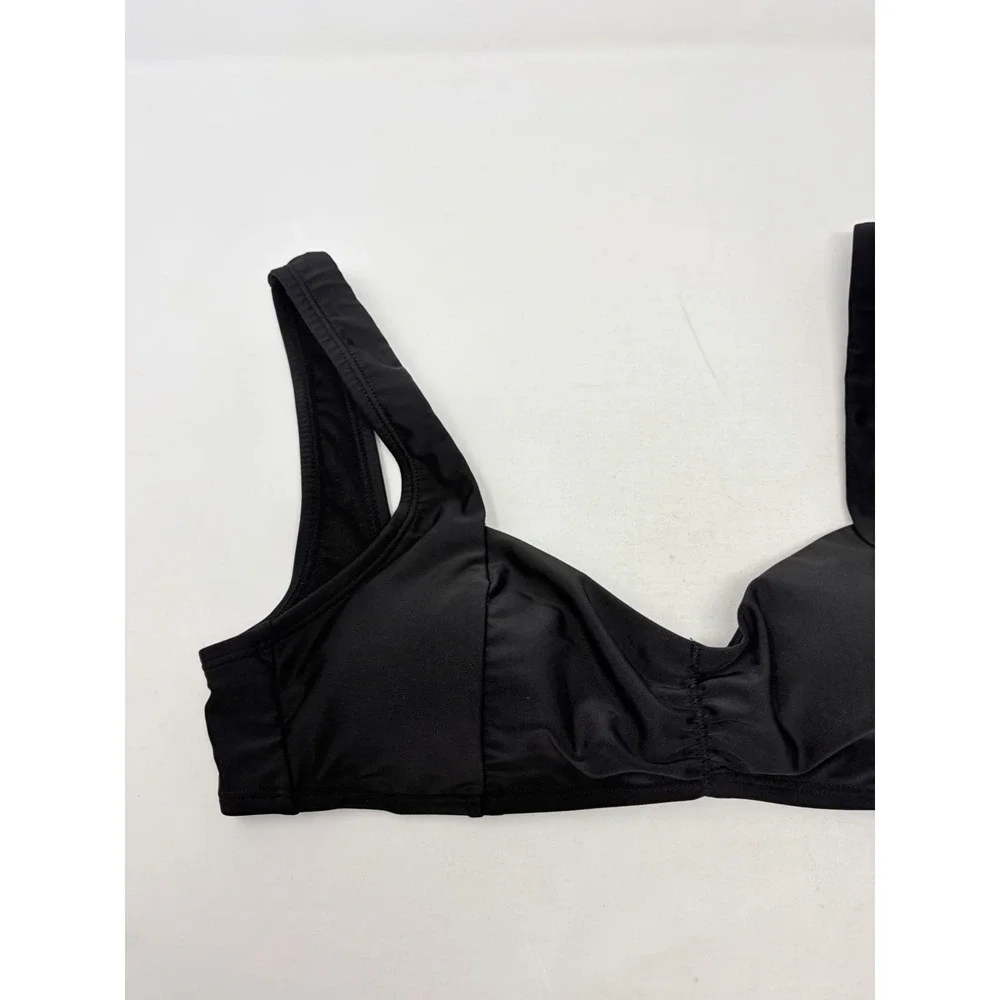 Salt + Cove Juniors Size Medium Center- Ruched V-Neck Bikini Top in Black 2084